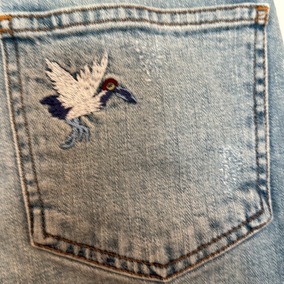 Topshop Moto Bird Embroidered Distressed Skinny Jeans Size 26 - Picture 8 of 14